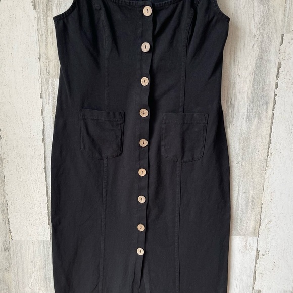 Free People Beach The Hamptons Black Button Front Midi Dress Size XS - Picture 4 of 9